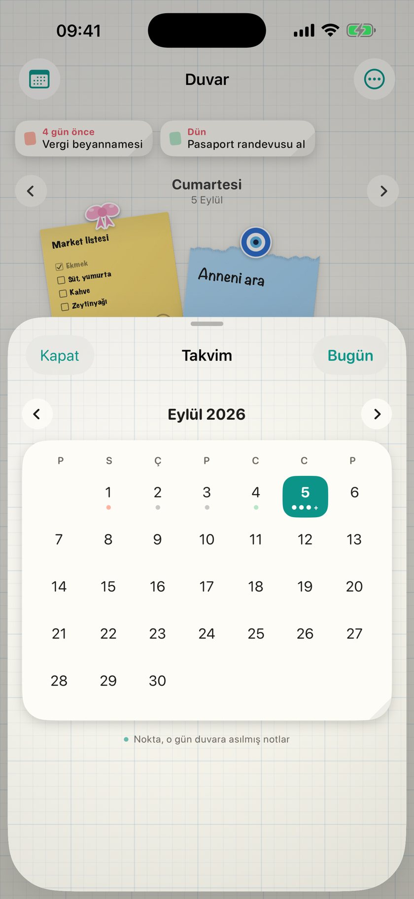 Ay ızgarası; kağıt olan her günün altında bir nokta